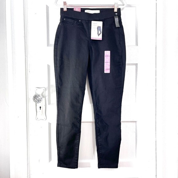 Levi's Signature Jeans Womens 27 x 28 Black Pull-On Skinny High Rise Stretch NEW - Picture 1 of 13